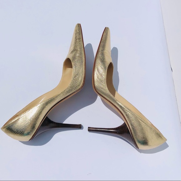 Michael Kors gold metallic high heel pump with texture Sz 8.5 eu 38.5 - Picture 6 of 9